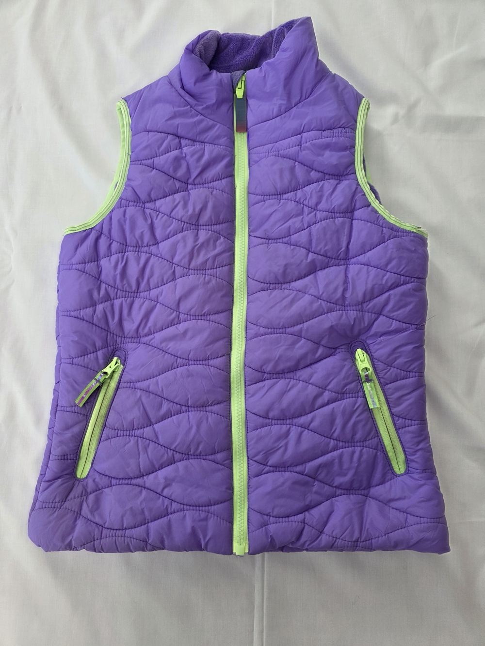 Girls' Champion Quilted Purple Vest with Lime Trim